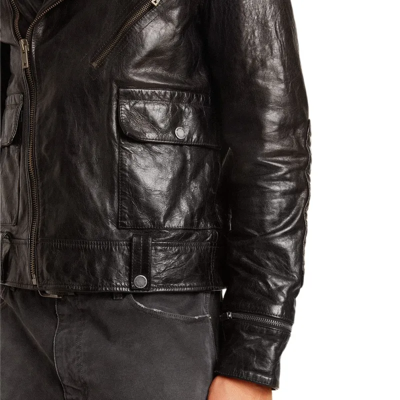Golden Goose Off Center Zipped Leather Jacket-6