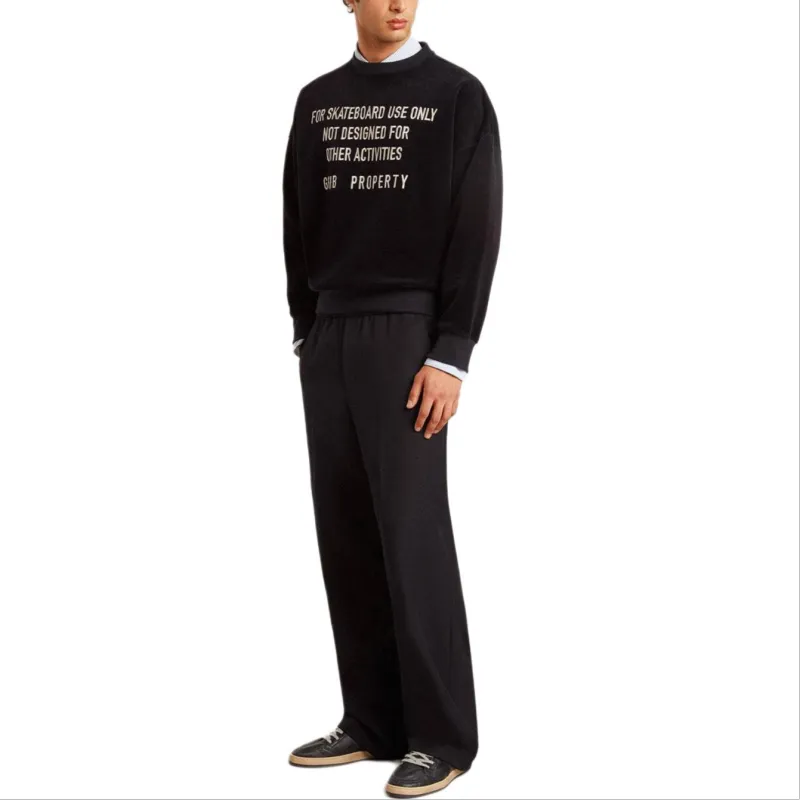 Golden Goose Slogan Embroidered Crewneck Velvet Swetashirt-4