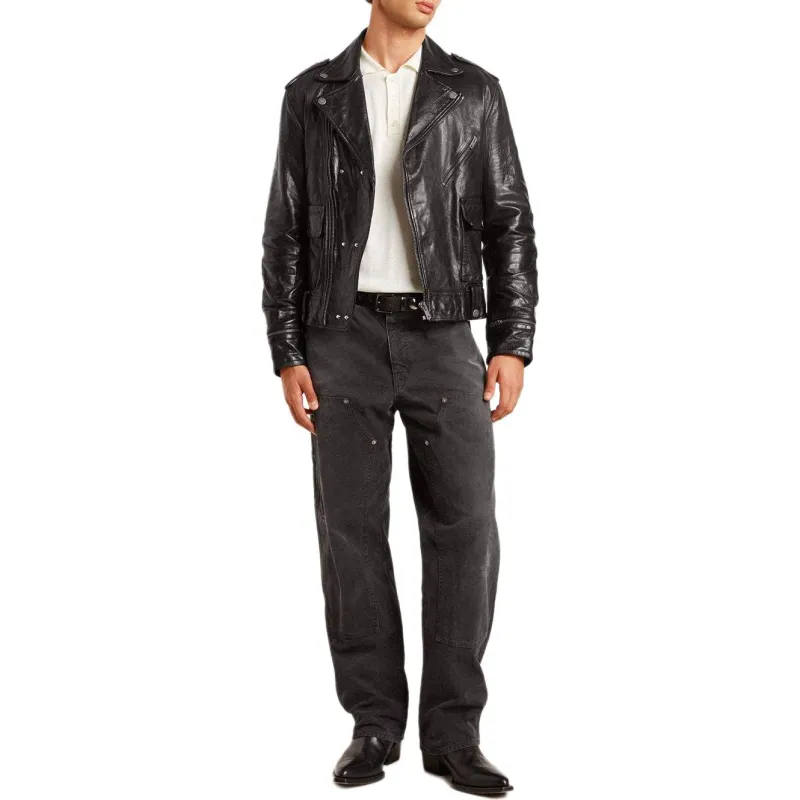 Golden Goose Off Center Zipped Leather Jacket-2