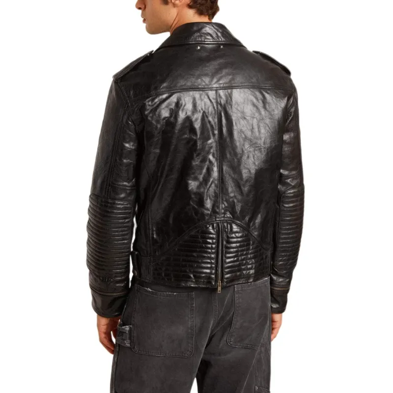 Golden Goose Off Center Zipped Leather Jacket-4