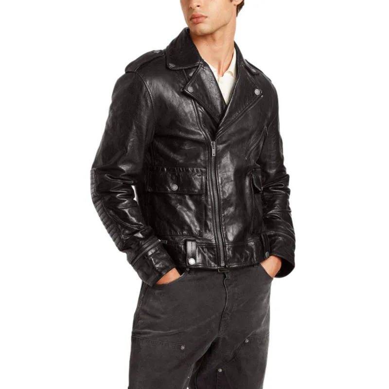 Golden Goose Off Center Zipped Leather Jacket-5