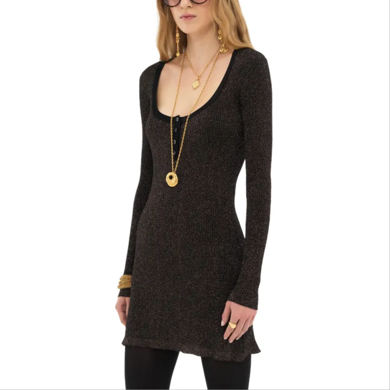 Chloe Long Sleeved Dresses Women's Black Gold-3