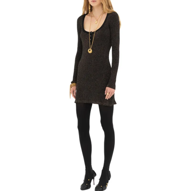 Chloe Long Sleeved Dresses Women's Black Gold-1