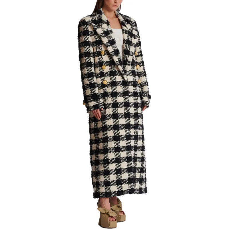 BALMAIN Long 6-Button Tweed Coat-2