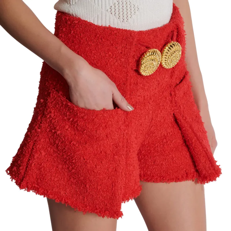BALMAIN High Waist Tweed Shorts-5