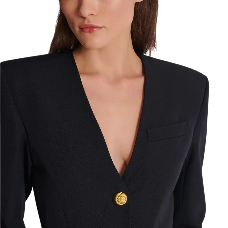 BALMAIN V Neck Button Embellished Mini Dress-6