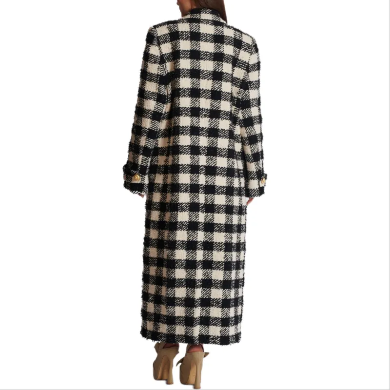 BALMAIN Long 6-Button Tweed Coat-3