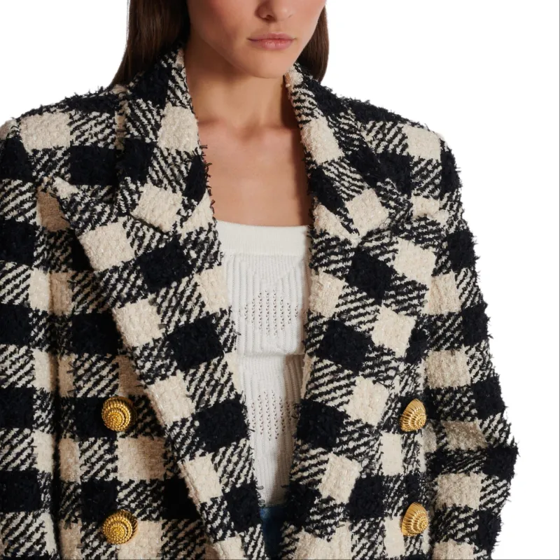BALMAIN Long 6-Button Tweed Coat-6