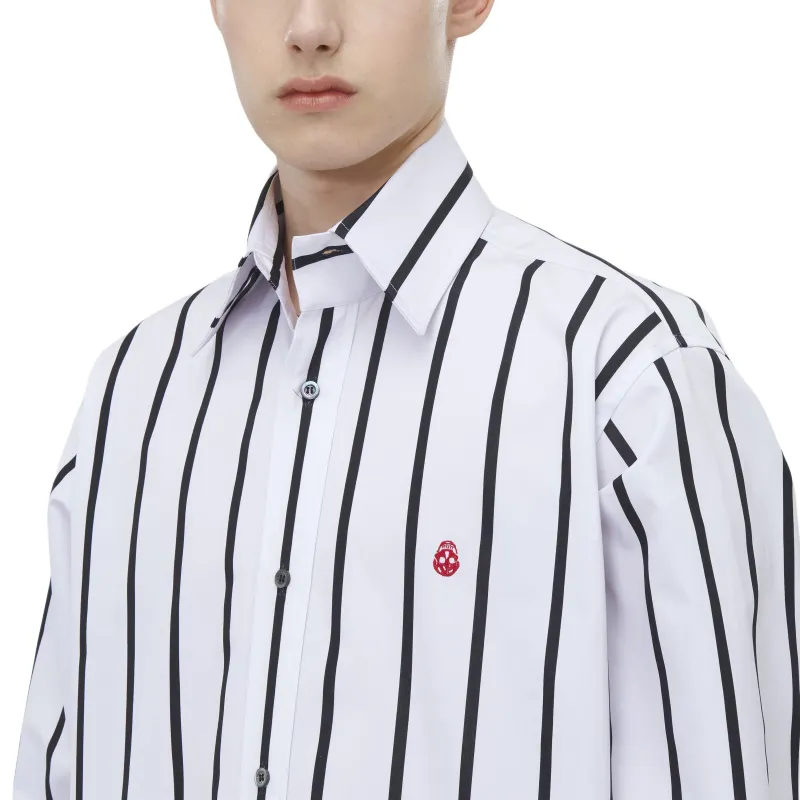 Alexander McQueen Skull Embroidered Striped Shirt-5