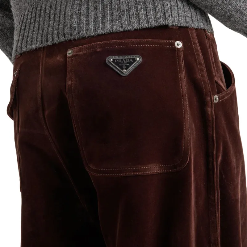 PRADA Logo Plaque Straight Leg Trousers-4