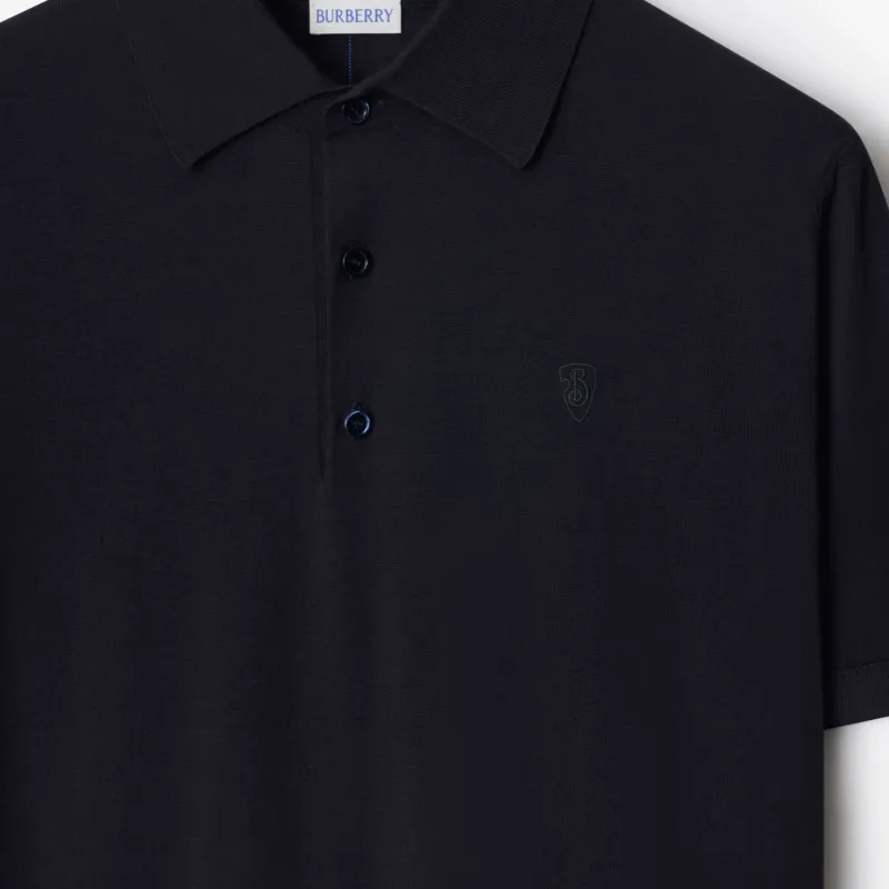 Burberry Logo Embroidered Knitted Polo Shirt-4