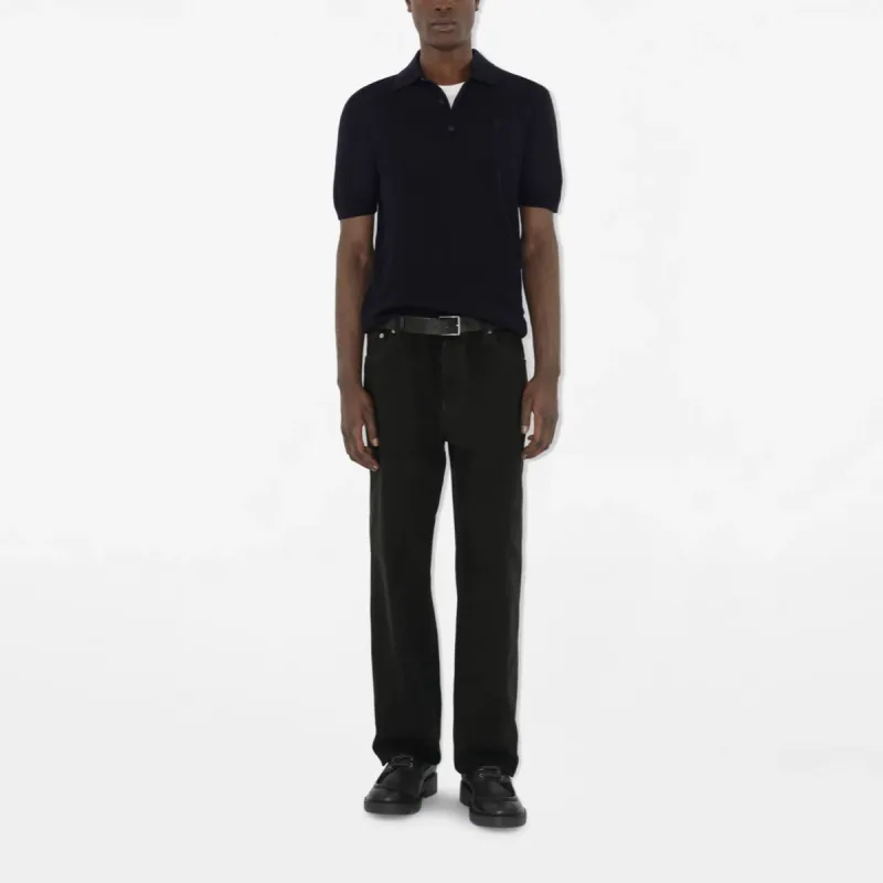 Burberry Logo Embroidered Knitted Polo Shirt-1