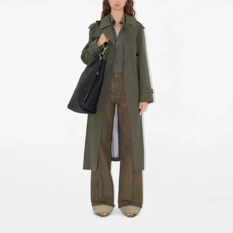 Burberry SS25 Trench Coat Women's Moss Heather Gray-1