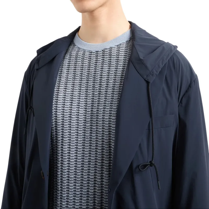 EMPORIO ARMANI Single breasted Hooded Blazer In Stretch Nylon-4