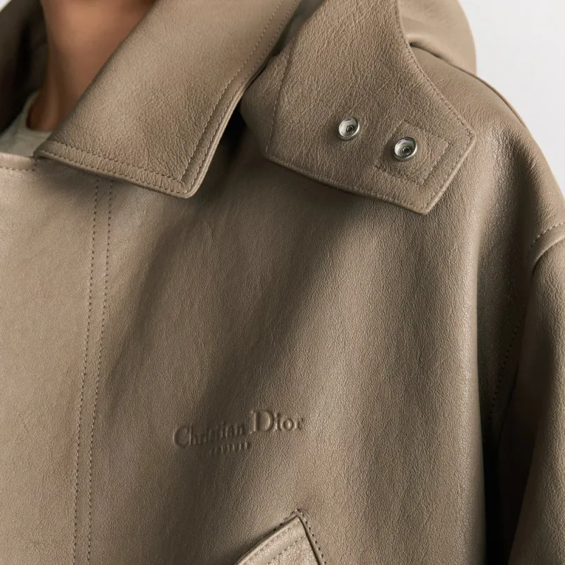 DIOR SS25 Leather Jacket Men's Brown-5