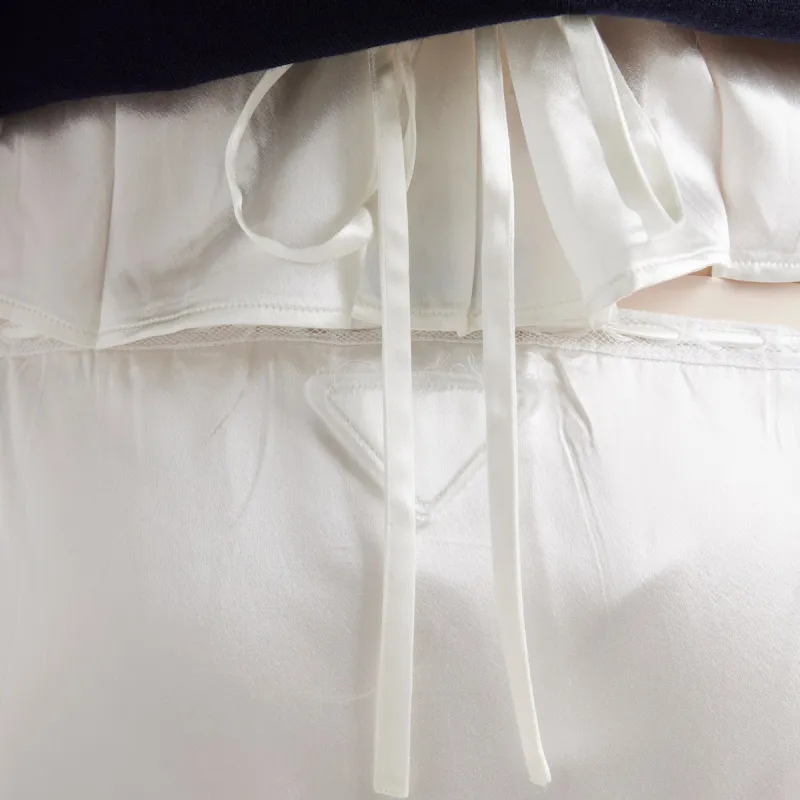 PRADA Drawstring Satin Midi Skirt-3