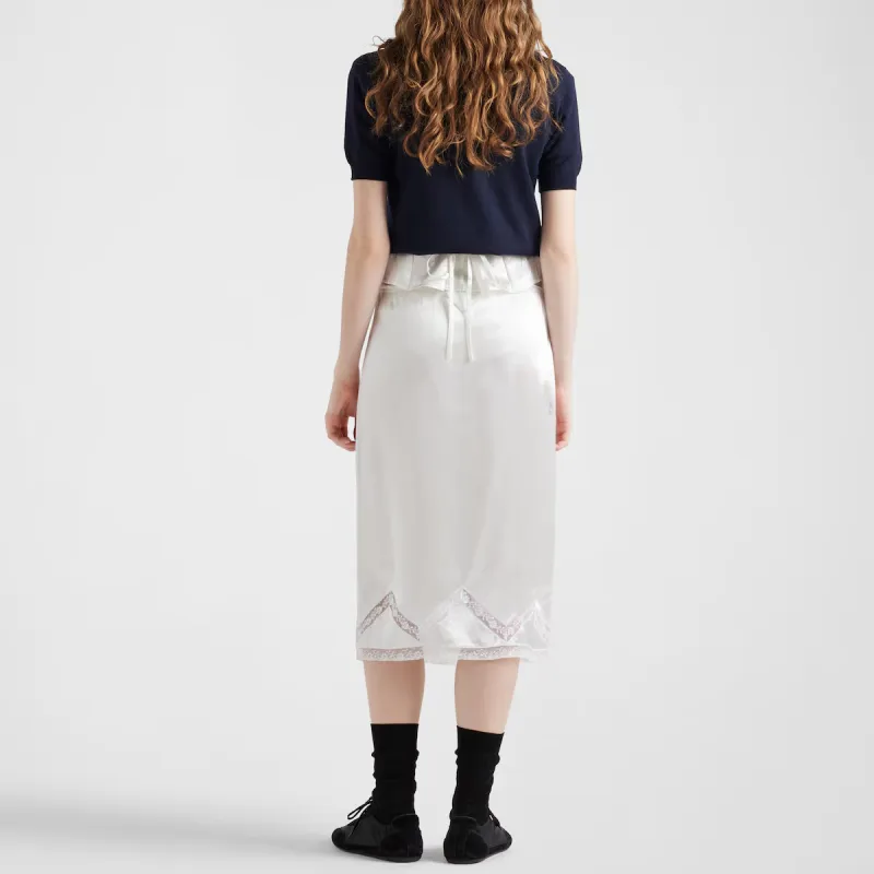 PRADA Drawstring Satin Midi Skirt-2