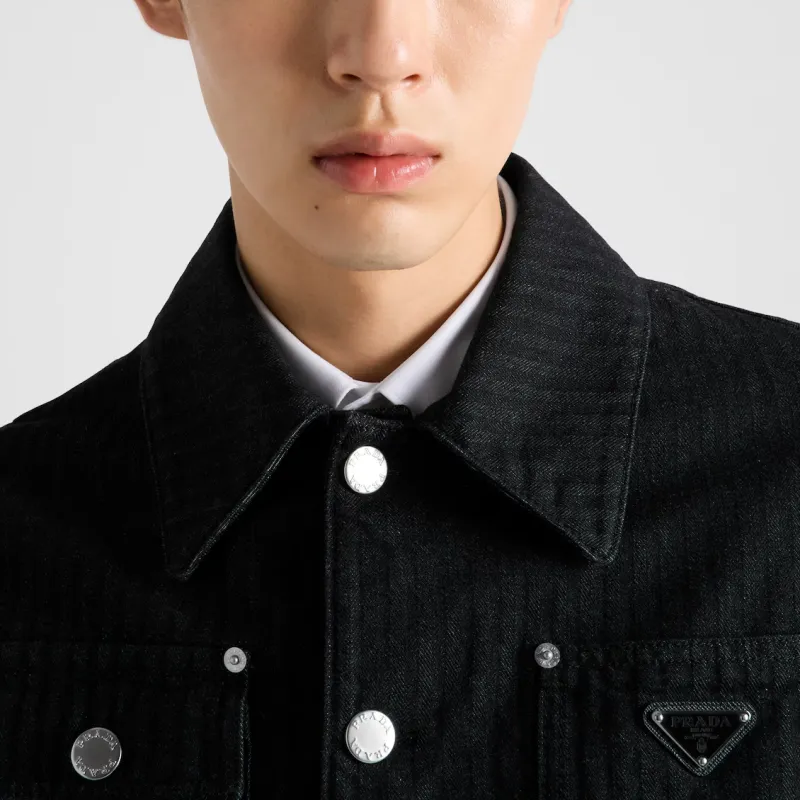 PRADA Denim Jackets Men Black-4