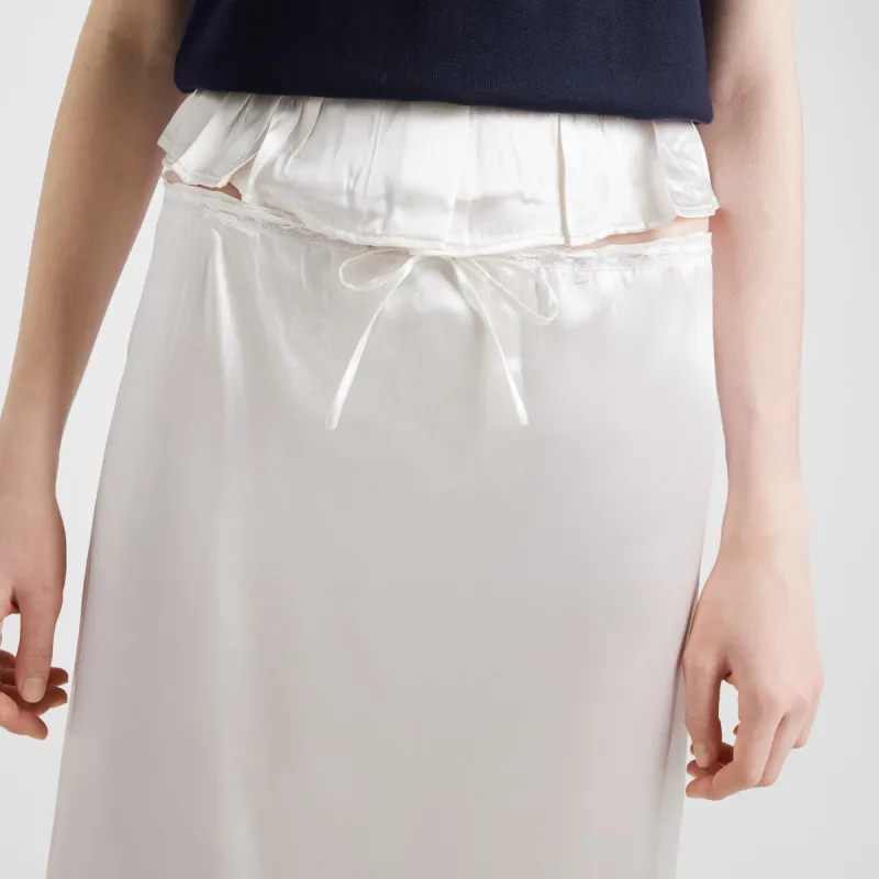 PRADA Drawstring Satin Midi Skirt-4