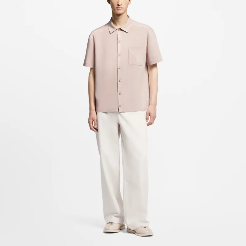 LOUIS VUITTON Monogram Embossed Short-Sleeved Knit Shirt-1