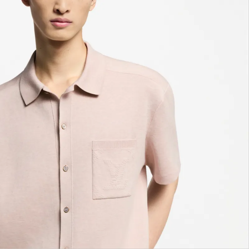 LOUIS VUITTON Monogram Embossed Short-Sleeved Knit Shirt-5