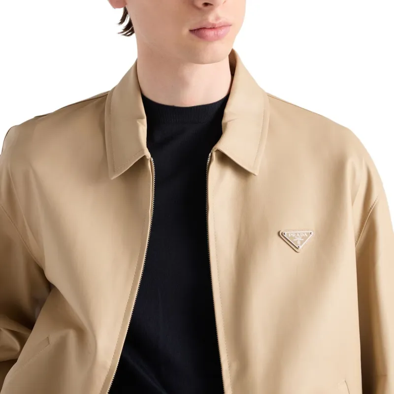 PRADA Leather Jacket Men's Sandy Beige-4