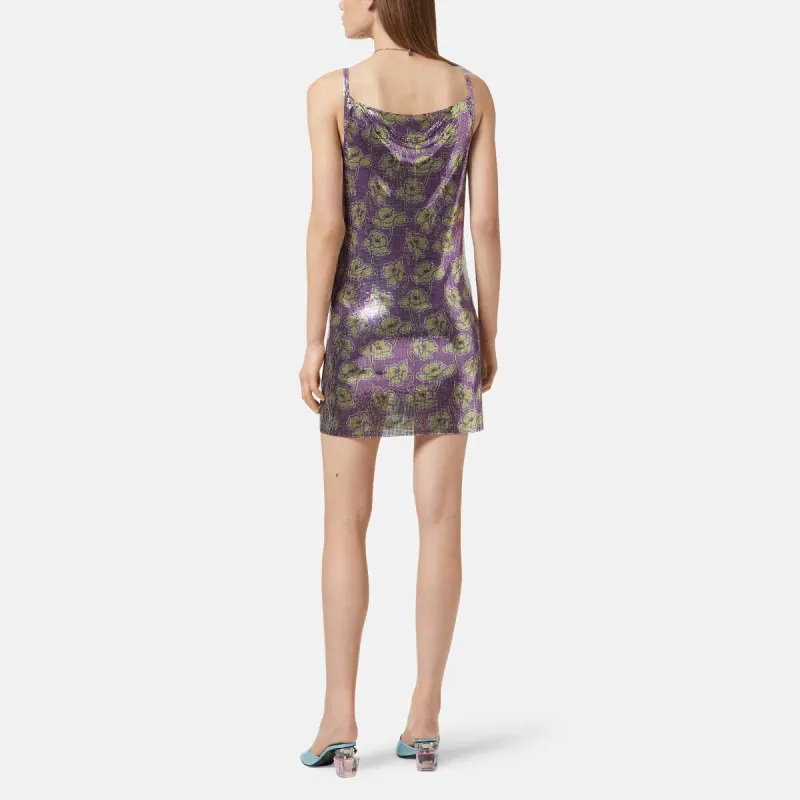 VERSACE Poppies Metal Mesh Mini Slip Dress-3
