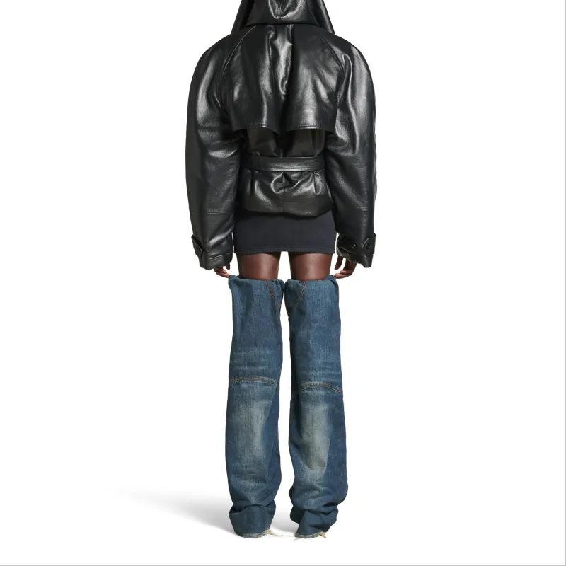 Balenciaga Leather Jacket Women's Black-3