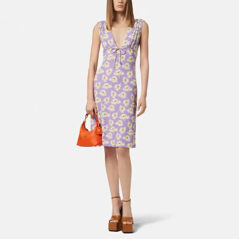 VERSACE Poppies V neck Midi Dress-1
