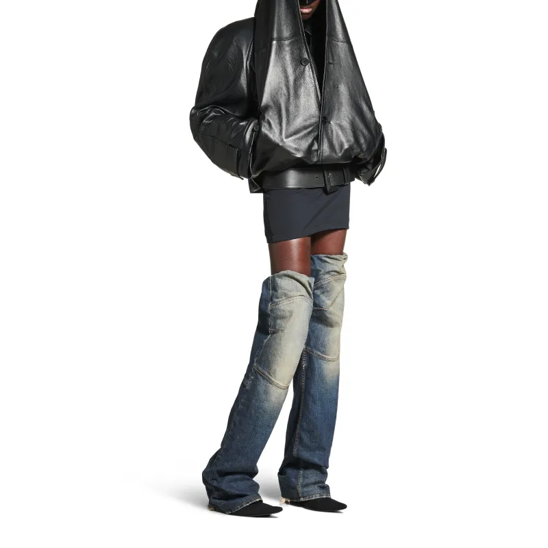 Balenciaga Leather Jacket Women's Black-5
