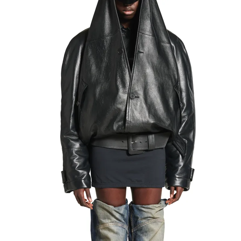 Balenciaga Leather Jacket Women's Black-2