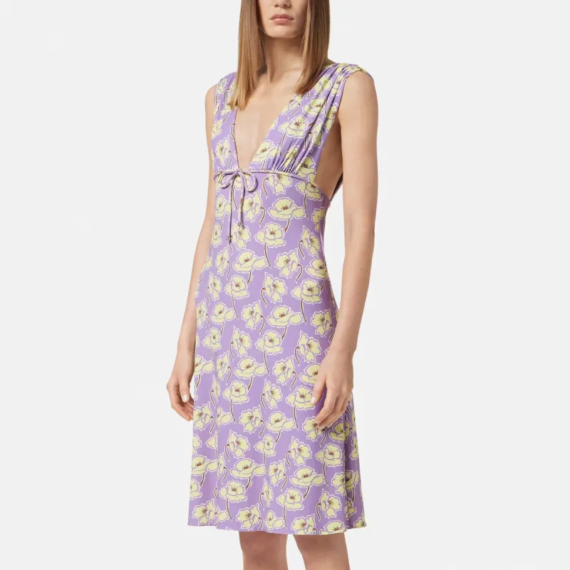 VERSACE Poppies V neck Midi Dress-3