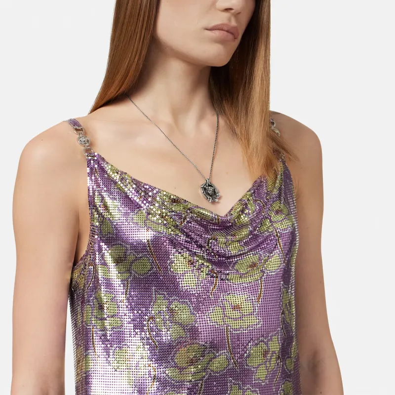 VERSACE Poppies Metal Mesh Mini Slip Dress-4