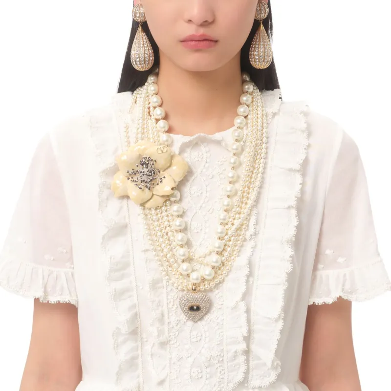 Valentino SS25 Short Sleeved Dress Women's White-5