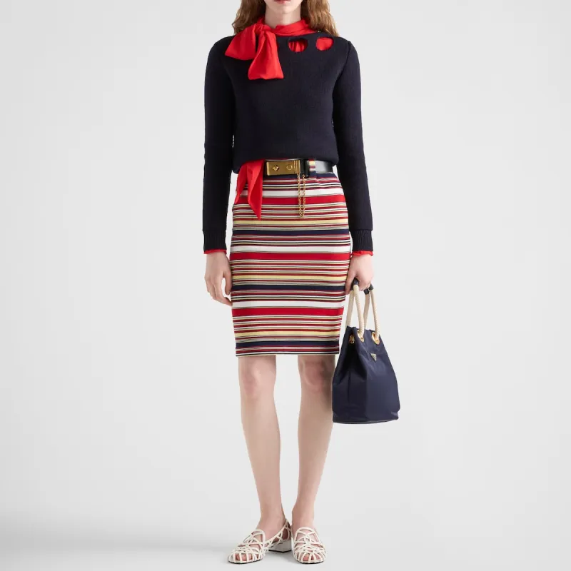 PRADA Striped Cotton Skirt-1