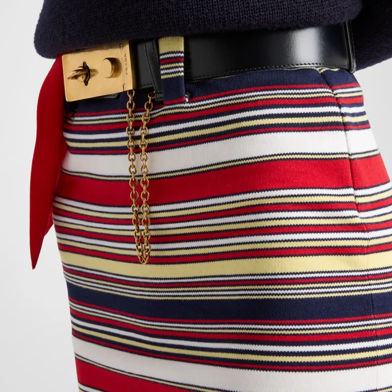PRADA Striped Cotton Skirt-4