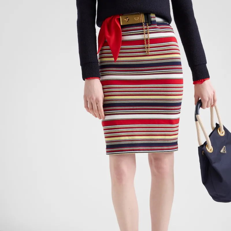 PRADA Striped Cotton Skirt-2