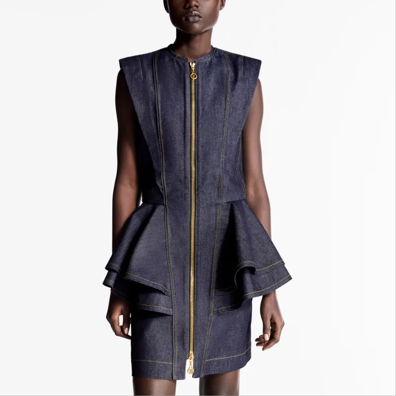 LOUIS VUITTON Denim Flounce Dress-1