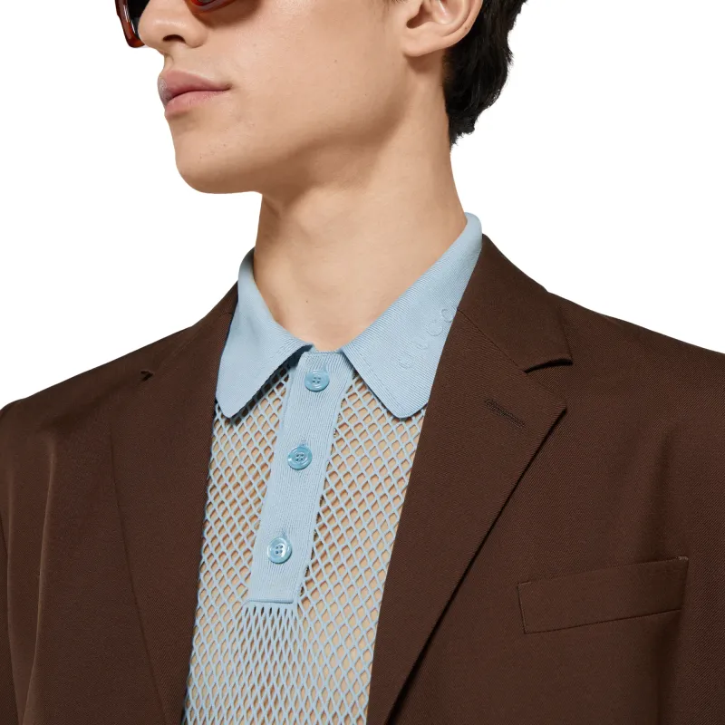 GUCCI Embossed Technical Mesh Polo Top-4