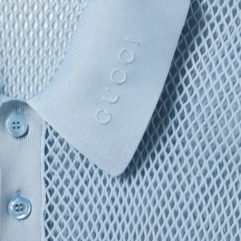 GUCCI Embossed Technical Mesh Polo Top-5