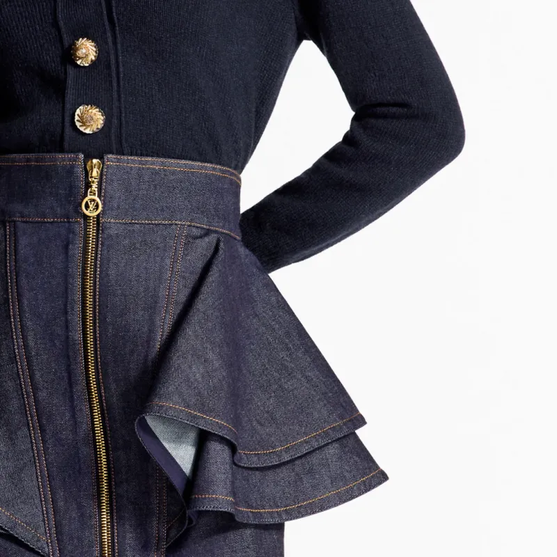 LOUIS VUITTON Denim Flounce Skirt-4