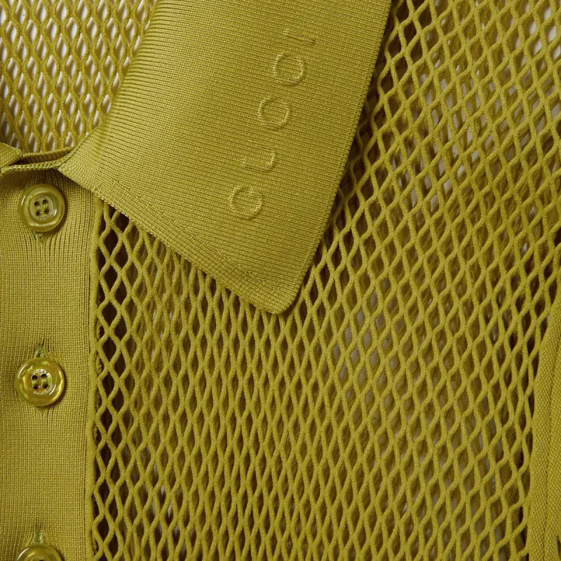 GUCCI Embossed Mesh Polo Shirt-4