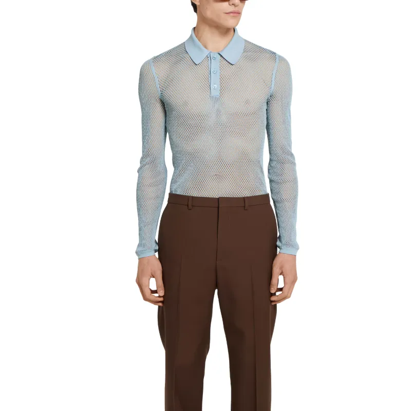 GUCCI Embossed Technical Mesh Polo Top-1