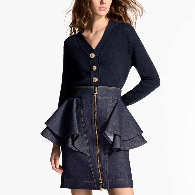 LOUIS VUITTON Denim Flounce Skirt-1