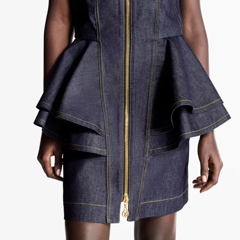 LOUIS VUITTON Denim Flounce Dress-3