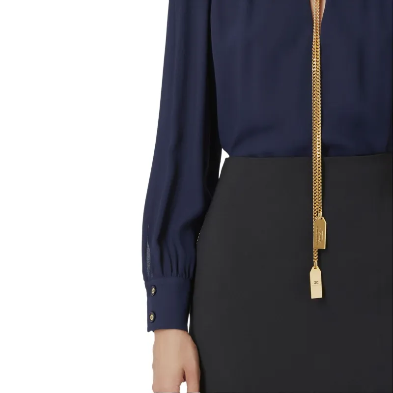 Elisabetta Franchi Necklace Embellished Georgette Blouse-3