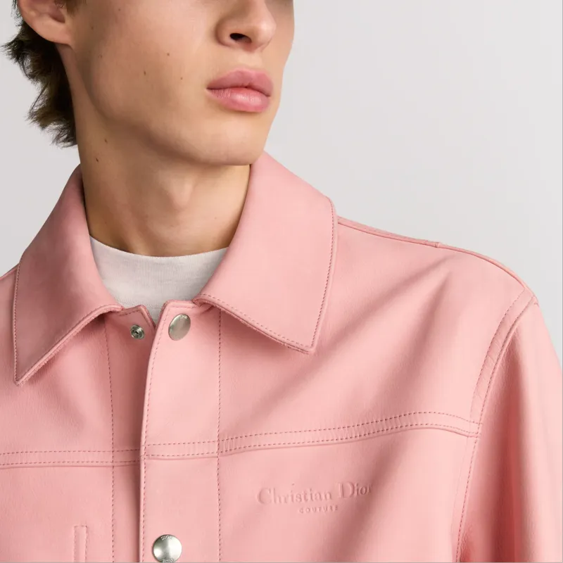 DIOR SS25 Leather Jacket Men's Pink-4