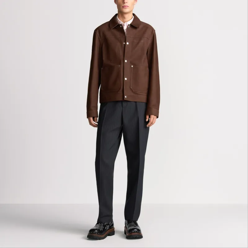 DIOR SS25 Summer Men's Clothing Collection Leather Jacket Men's Brown-2