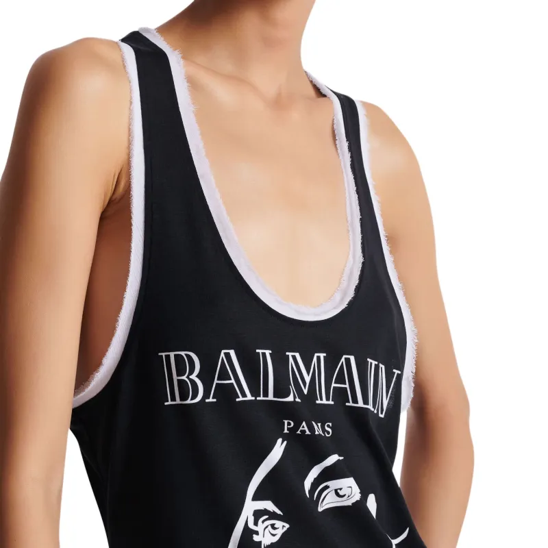 BALMAIN Graphic print Tank Topi-6
