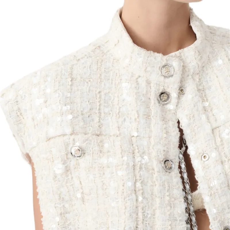 CHANEL 2001 Tweed Sleeveless Jacket-2